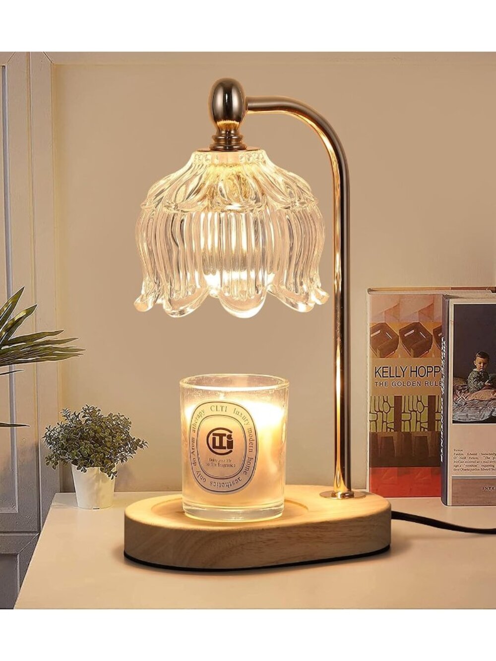 New Candle Warmer Lamp with Timer and Dimmer,Electric Gold Light
